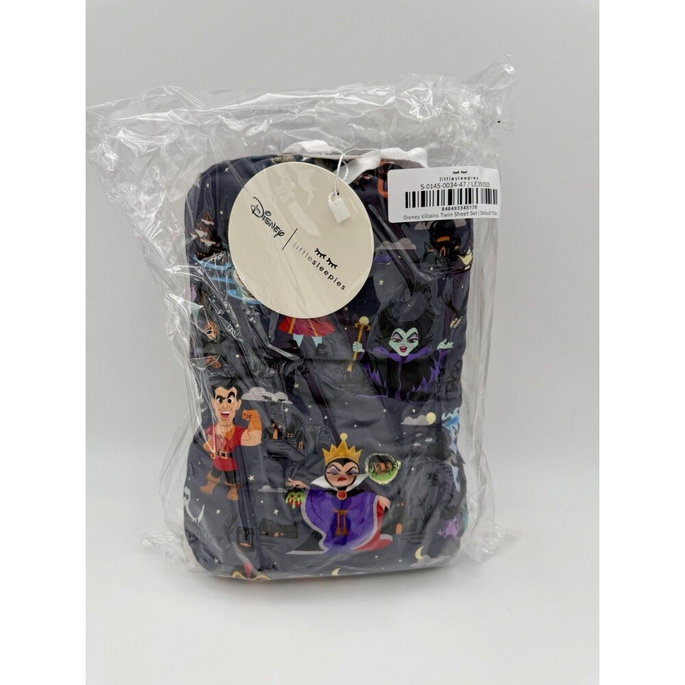 NEW Little Sleepies Villains Bad Guys Grey Bamboo Twin Sheet Set Pillowcase